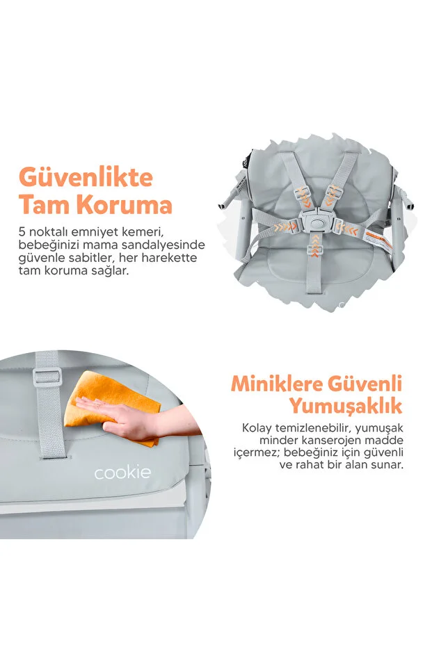 Huggy Cookie Portatif Mama Sandalyesi | Katlanabilir, Taşınabilir, Yıkanabilir